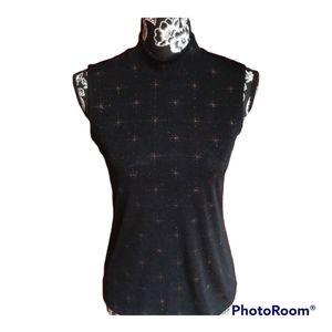 Impressions Black with Stars  Sleeveless Top
